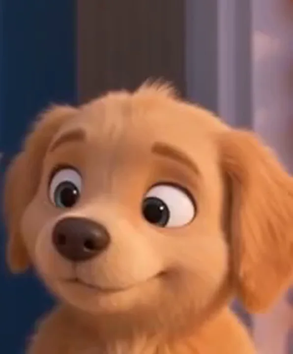 Biscuit the golden puppy looking curious
