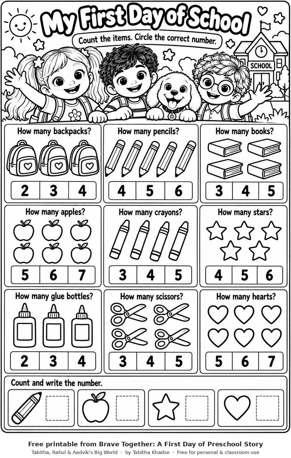 Preview of First Day Count and Circle worksheet