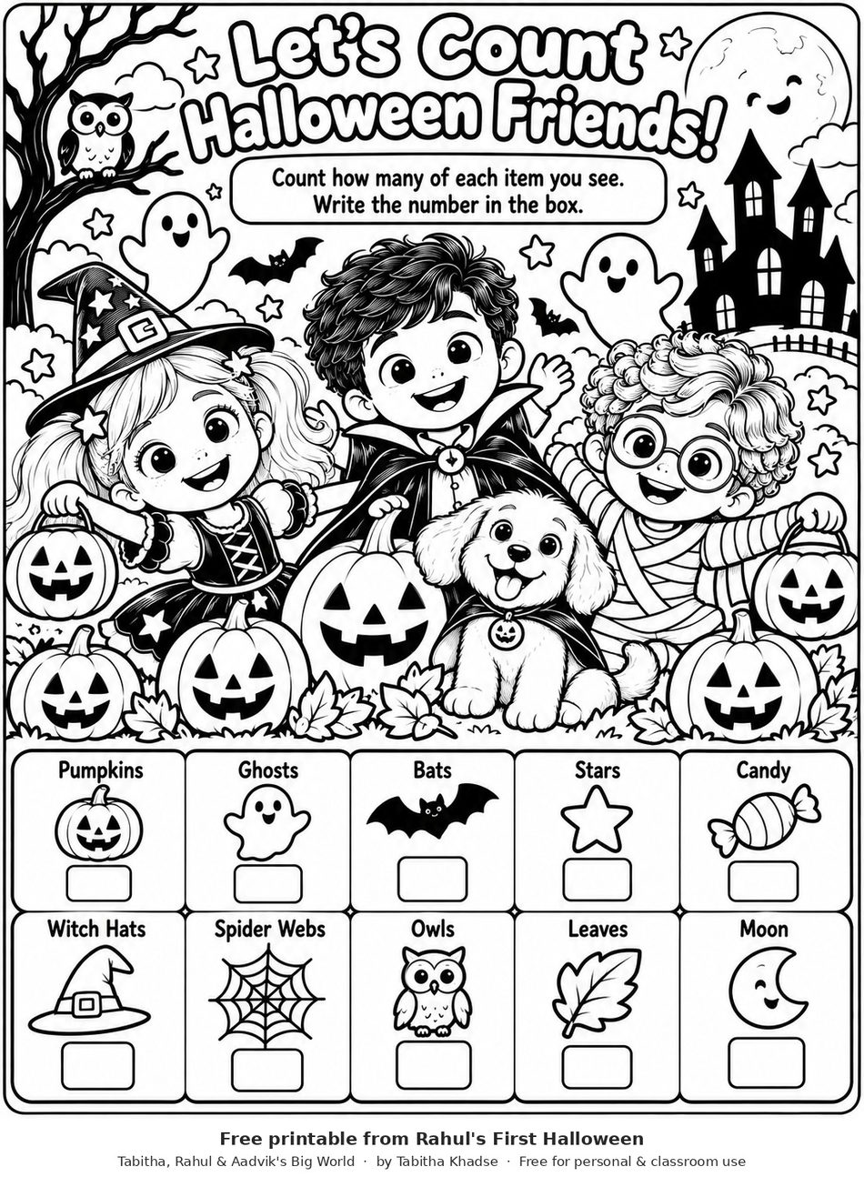 Preview of Free Halloween Counting Worksheet for Preschool worksheet