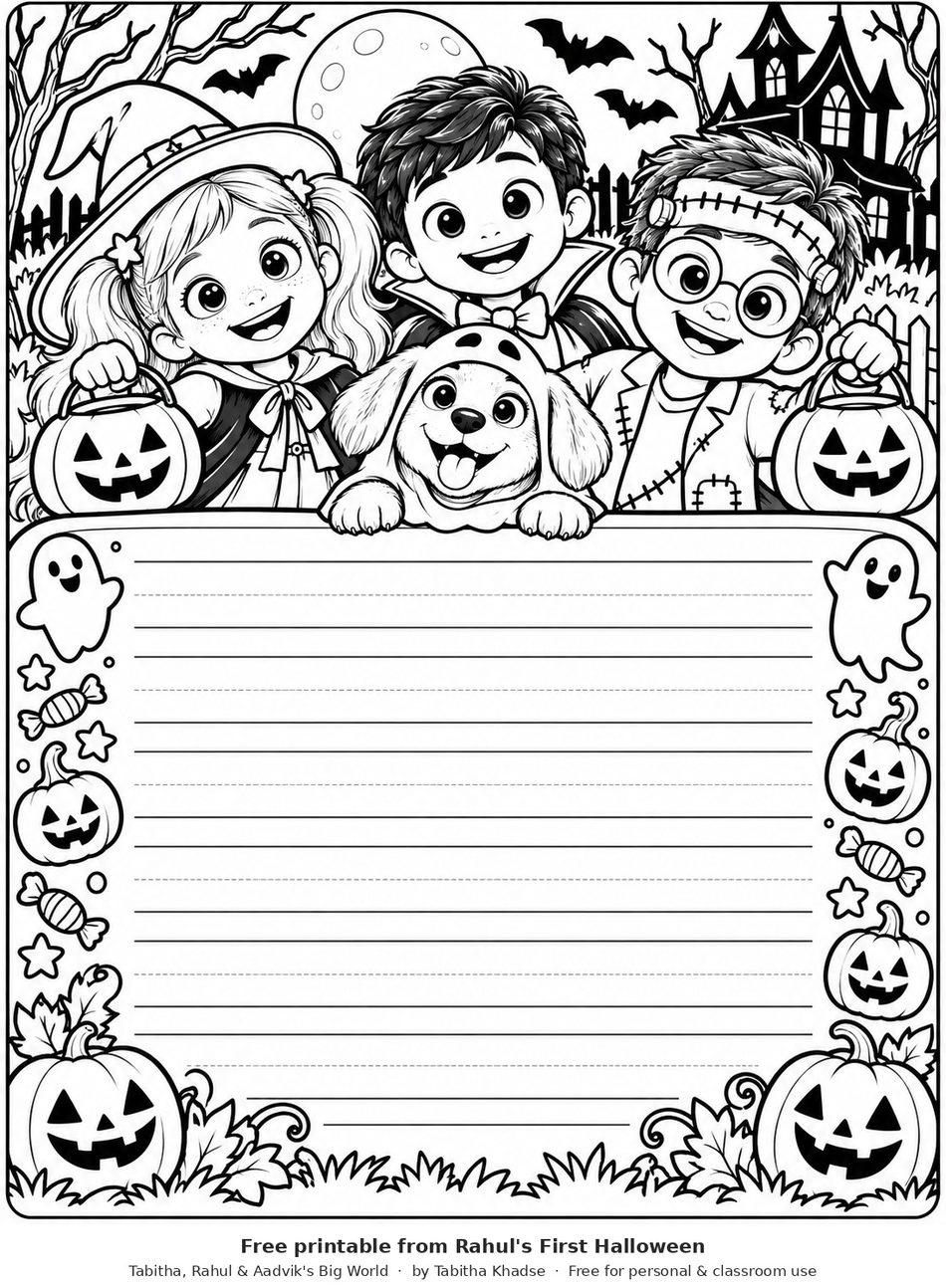 Preview of Free Halloween Writing Paper for Kids worksheet