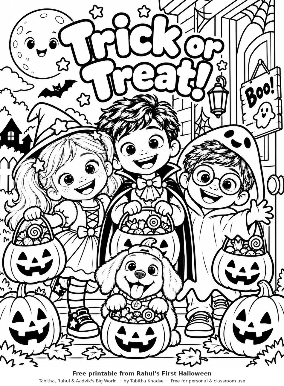 Preview of Free Trick-or-Treat Coloring Page for Kids worksheet