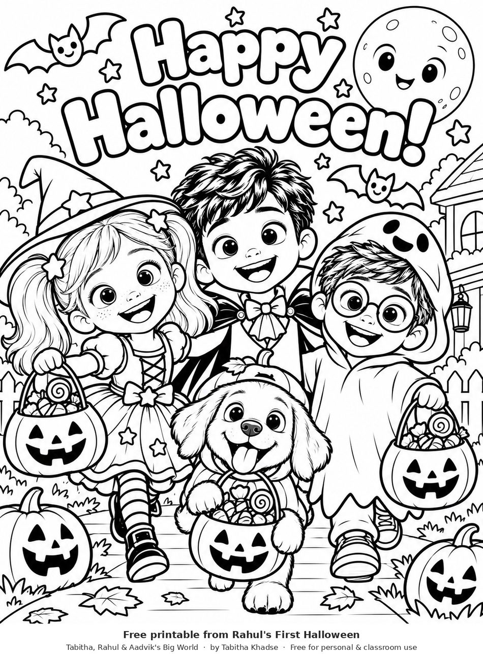 Preview of Happy Halloween Coloring Page (Not Too Spooky!) worksheet